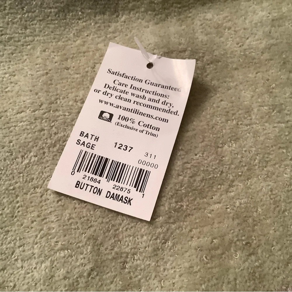 Avanti Sage button damask bath towel 100% cotton embellished decorative towel